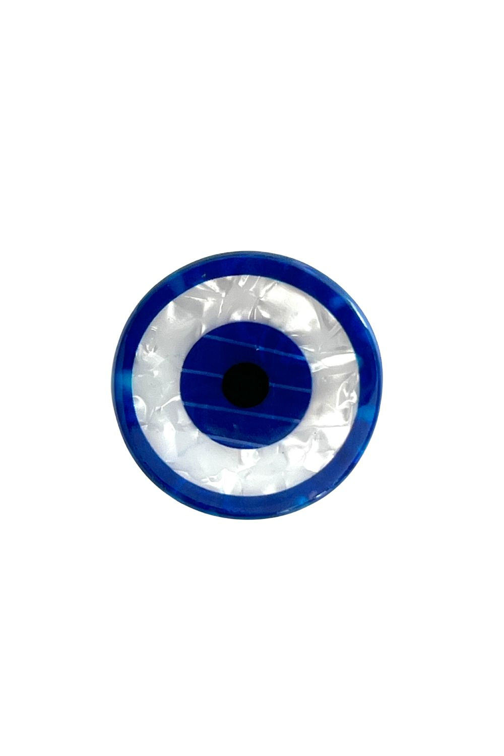 MINI ROUND EVIL EYE DARK BLUE & WHITE HAIRCLAW