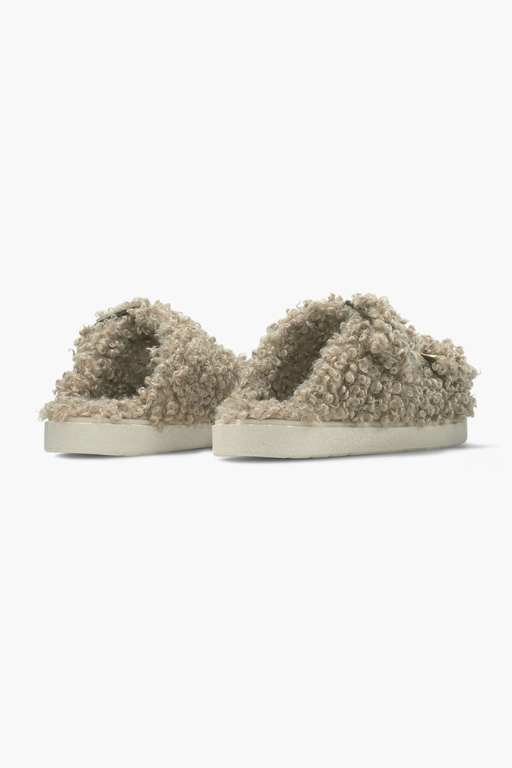Vegan buckle slippers beige