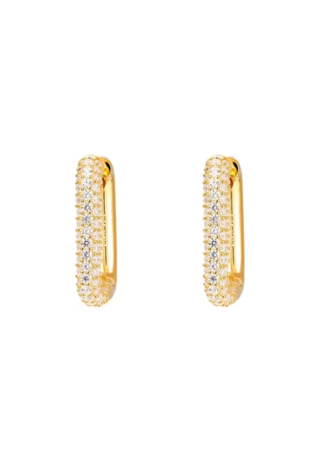 Square Gold Hoops with Clear