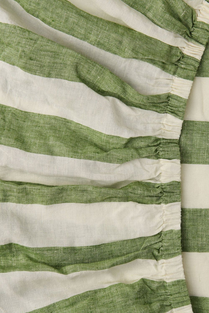 MOSS STRIPE LINEN FITTED SHEET