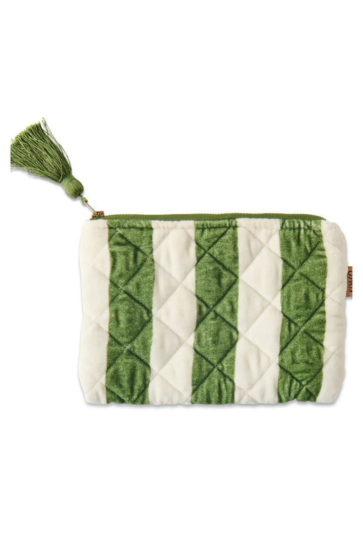 MOSS STRIPE VELVET COSMETICS PURSE