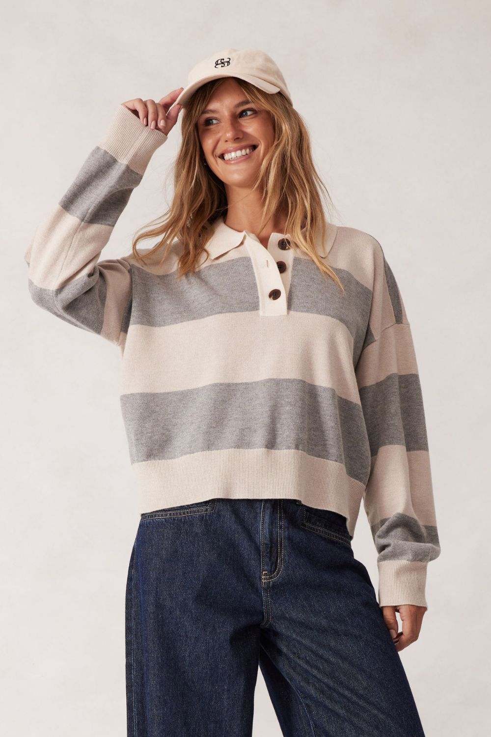 Soft Knit Rugby knit Grey Marle/Oatmeal