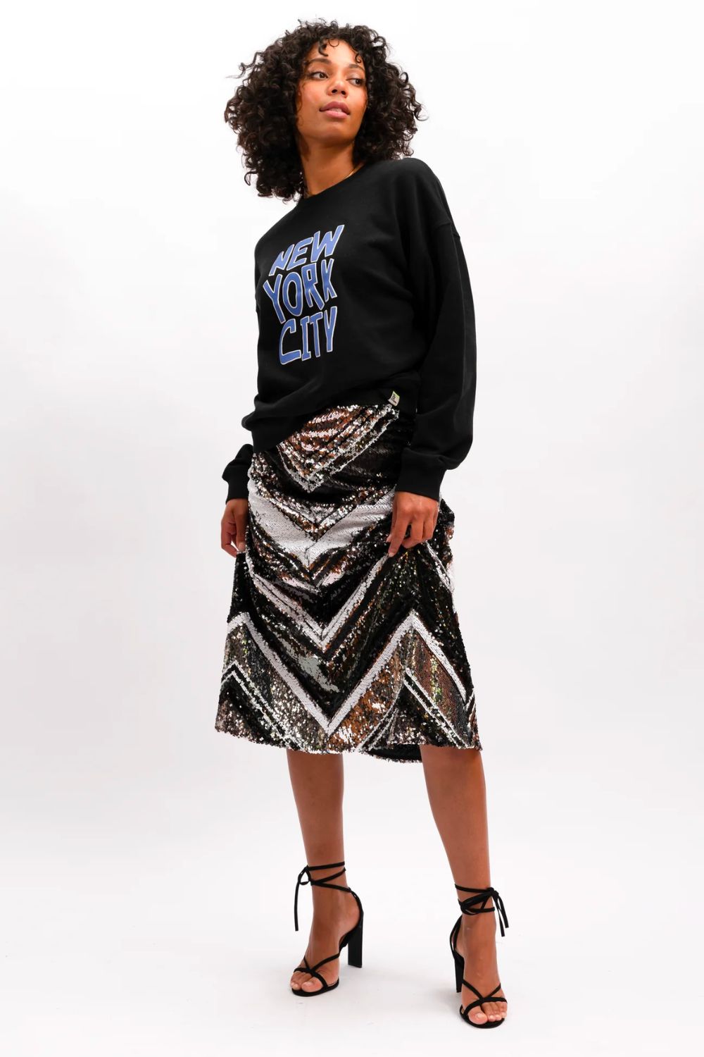 Zana Sequin Skirt - Silver Lines