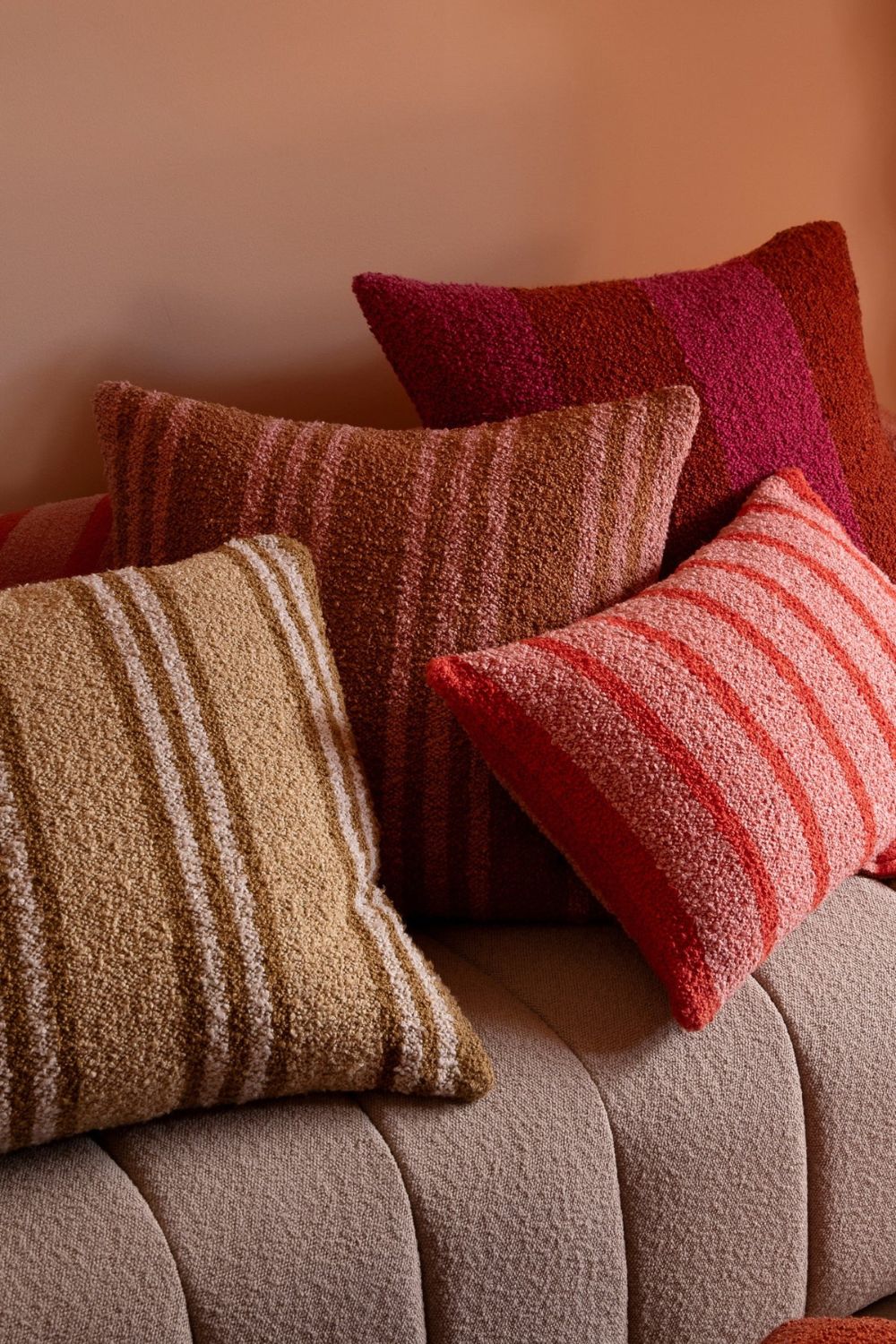 Boucle Thin Stripe Pink 60x40cm Cushion