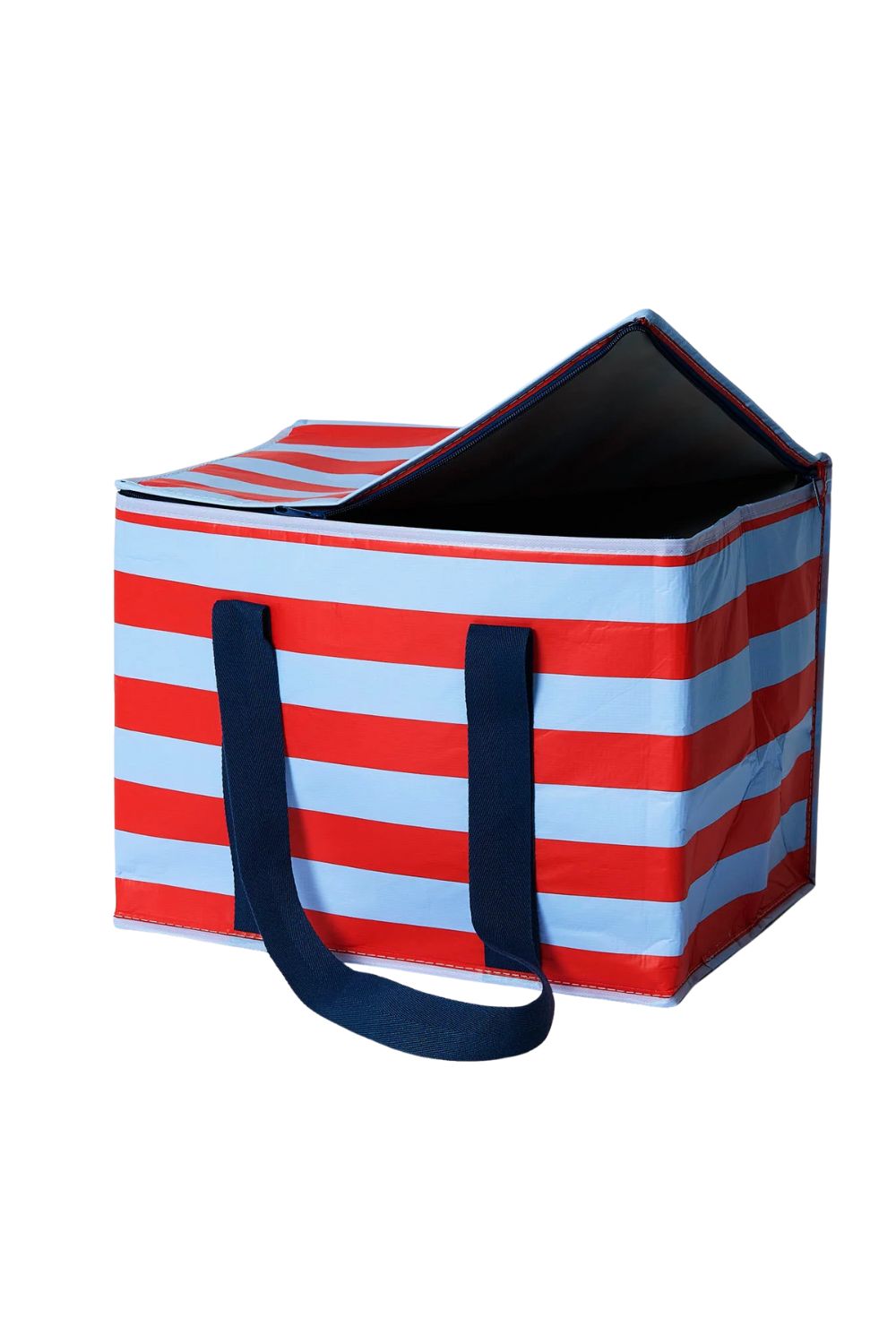 Red Blue Stripe Large Insulated Tote
