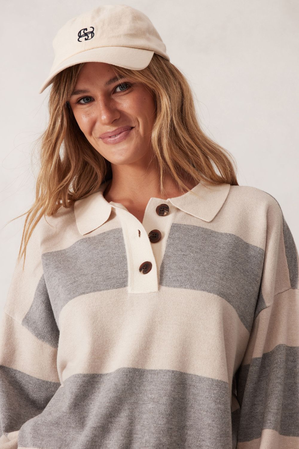 Soft Knit Rugby knit Grey Marle/Oatmeal