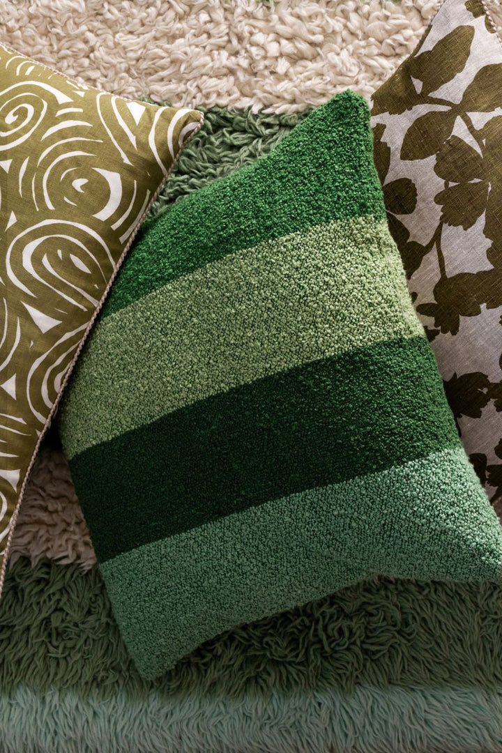 Boucle Wide Stripe Green 60cm Cushion