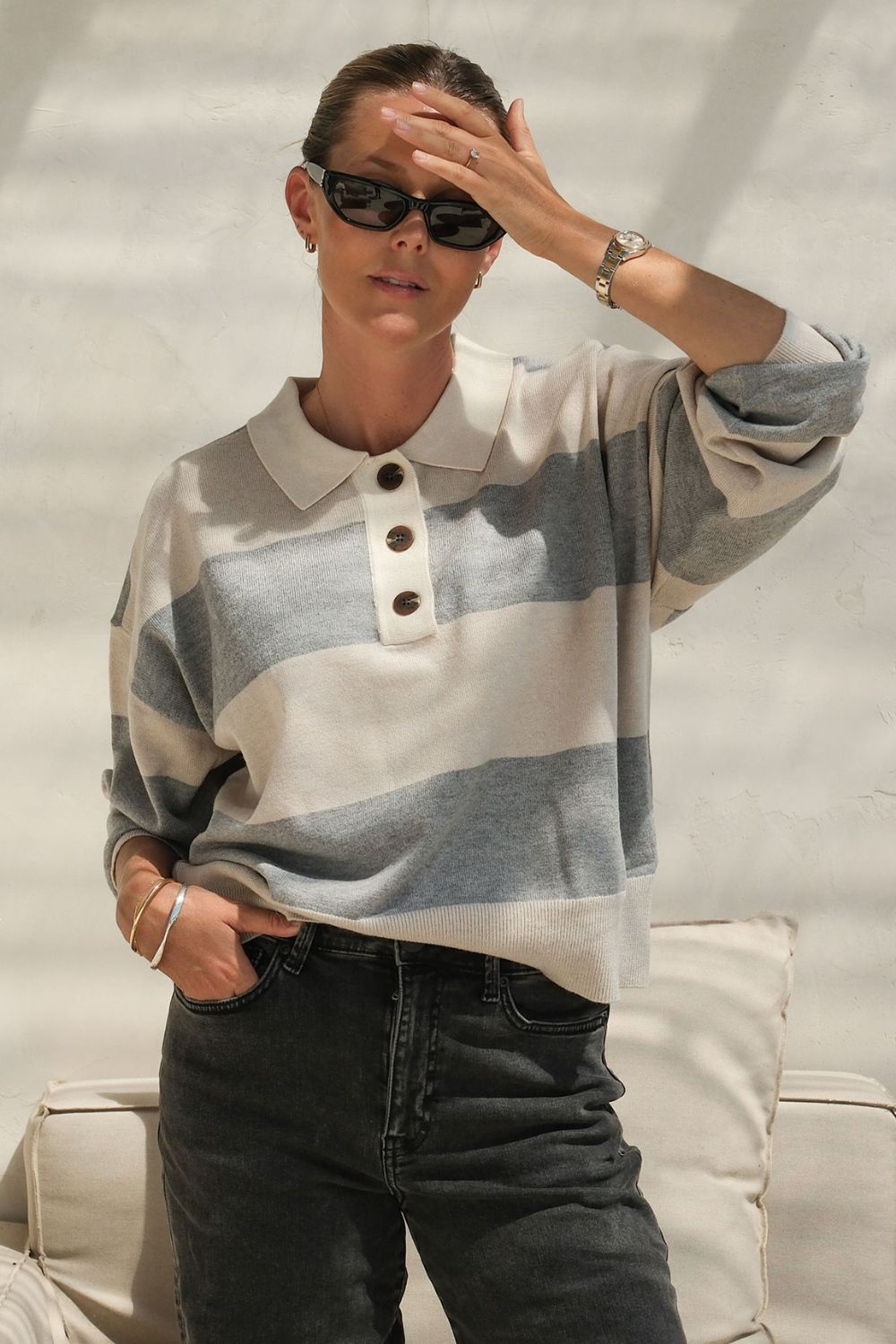 Soft Knit Rugby knit Grey Marle/Oatmeal