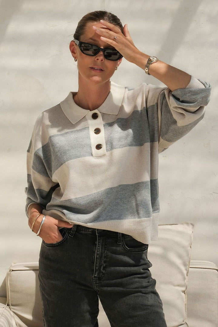 Soft Knit Rugby knit Grey Marle/Oatmeal