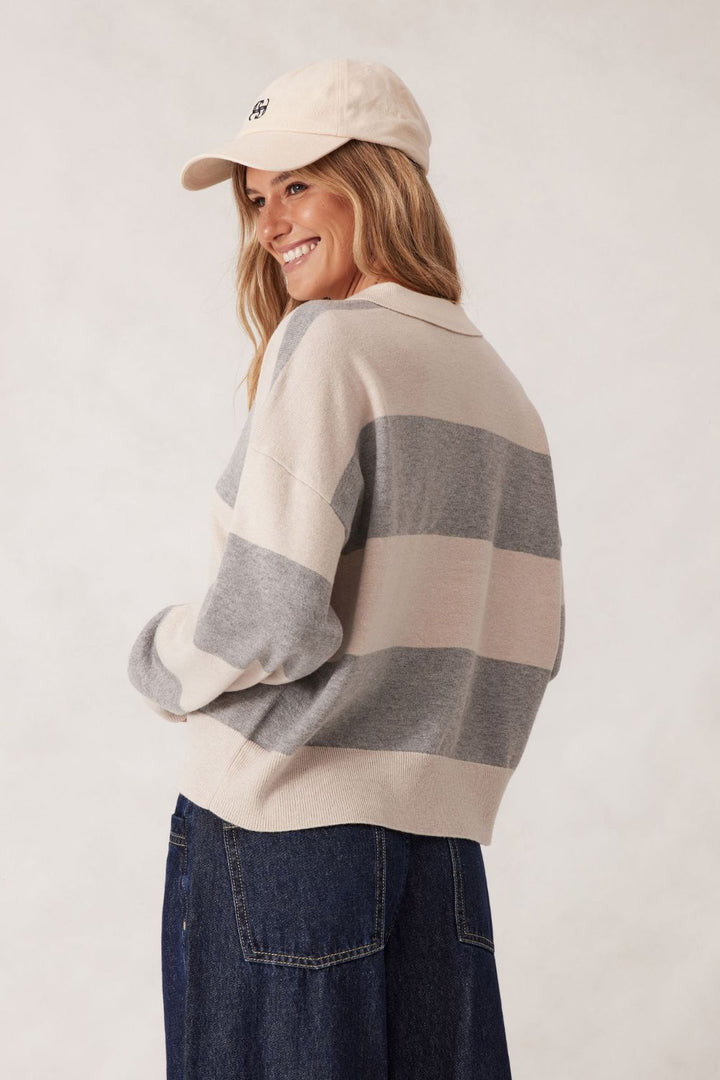 Soft Knit Rugby knit Grey Marle/Oatmeal