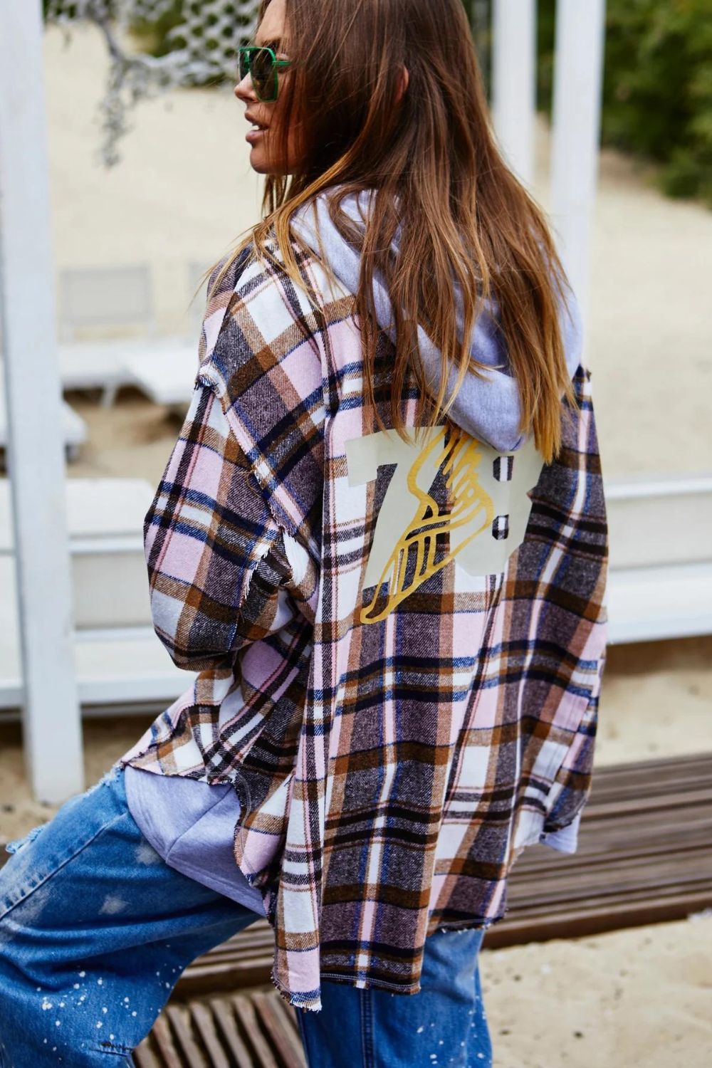 VINTAGE FLANNEL CHECK HOODED SWEAT / JACKET