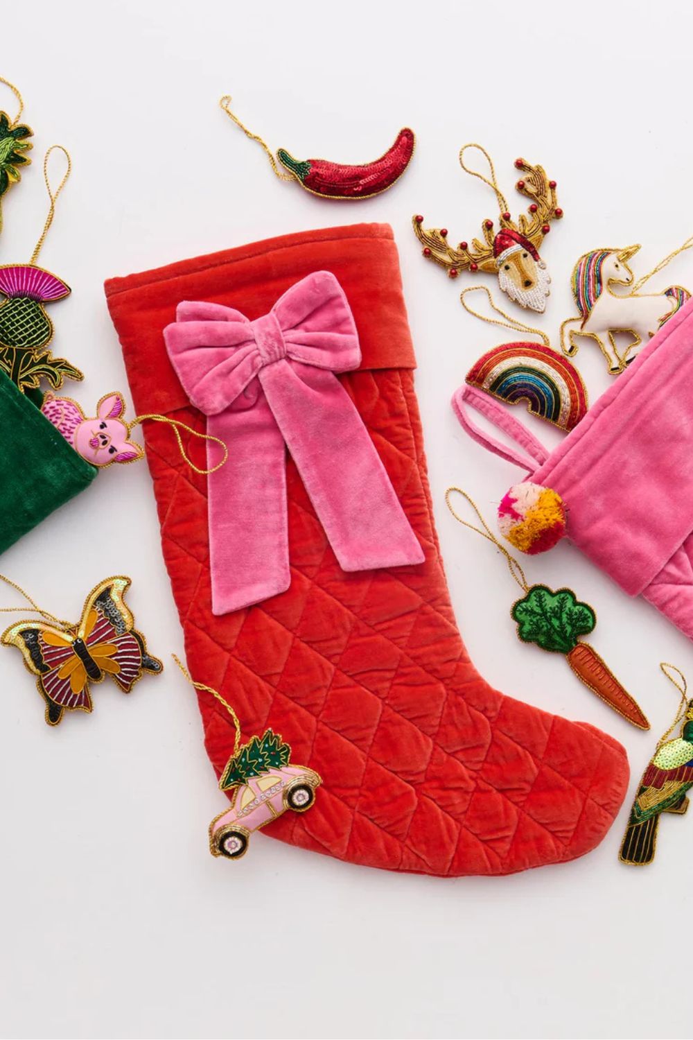 CHRISTMAS BOW VELVET STOCKING
