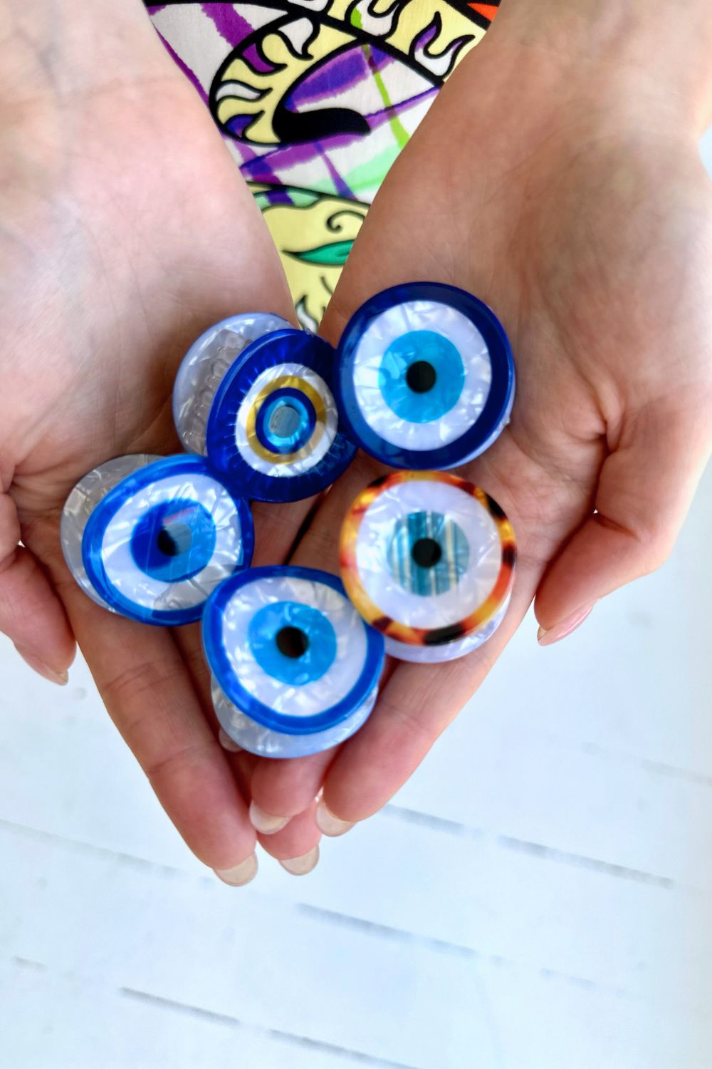 MINI ROUND  EVIL EYE TORTOISE SHELL HAIRCLAW