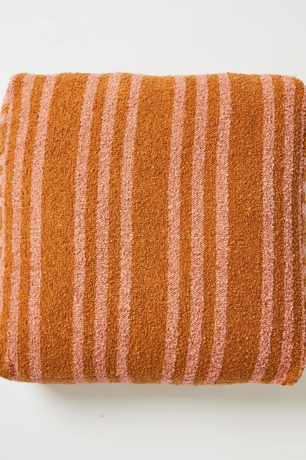 Boucle Trio Stripe Tan Pink Pouffe