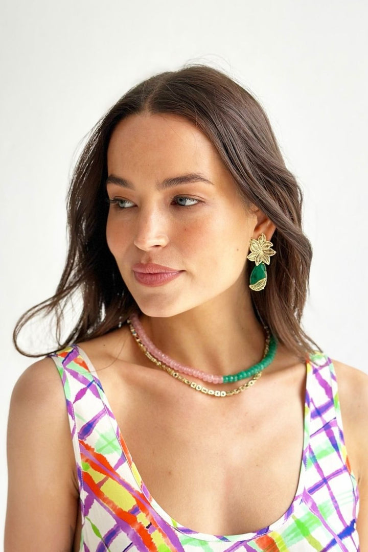 EMERALD PALM EARRINGS