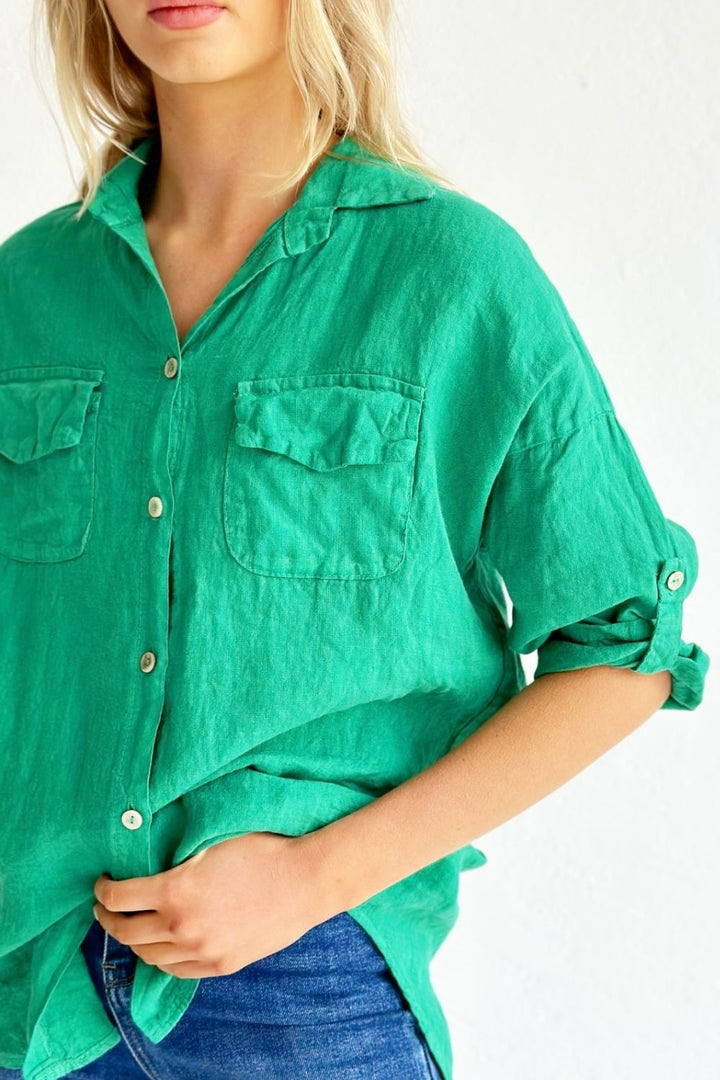 Linen Shirt Emerald