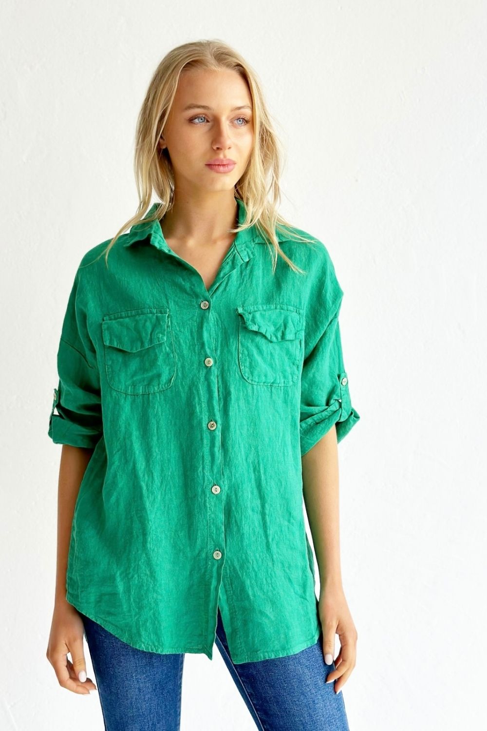 Linen Shirt Emerald