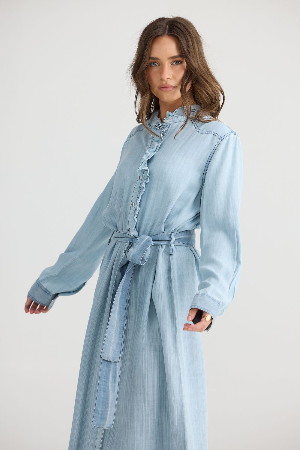 Pedro Maxi Dress - Light Wash Denim