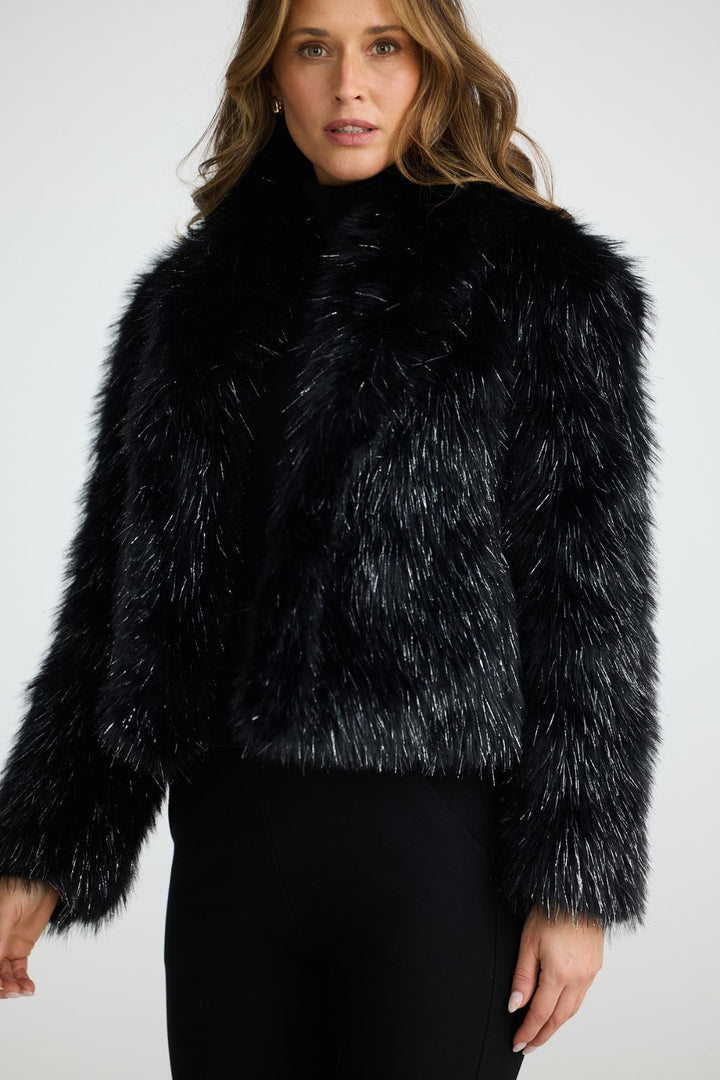 Glamour Fur Jacket - Black Sparkle