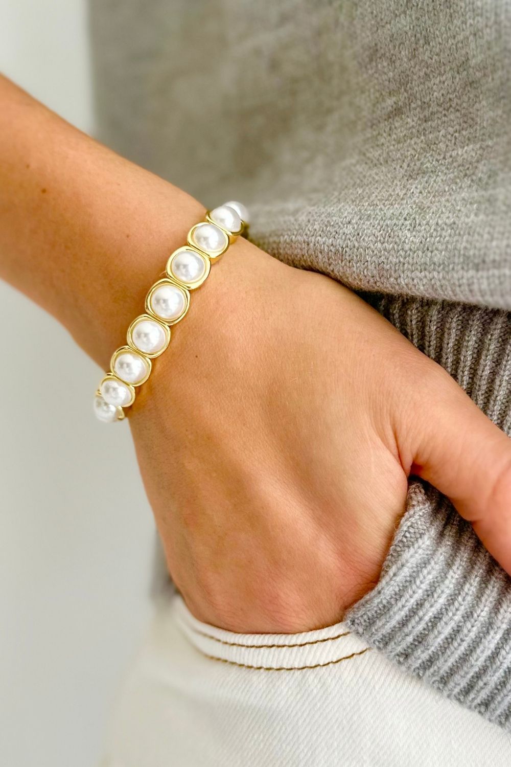 Stirling bracelet - Gold and Pearl