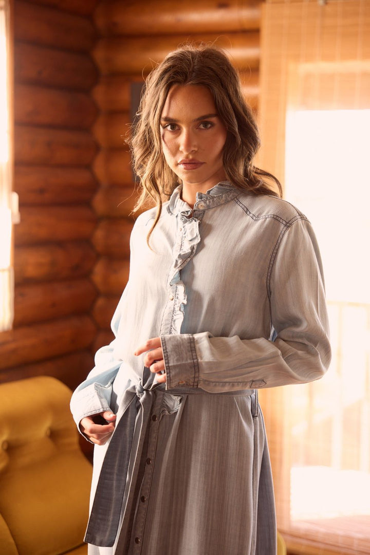 Pedro Maxi Dress - Light Wash Denim