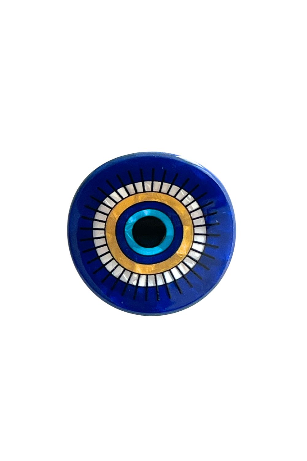 MINI ROUND  EVIL EYE BLUE & GOLD HAIRCLAW