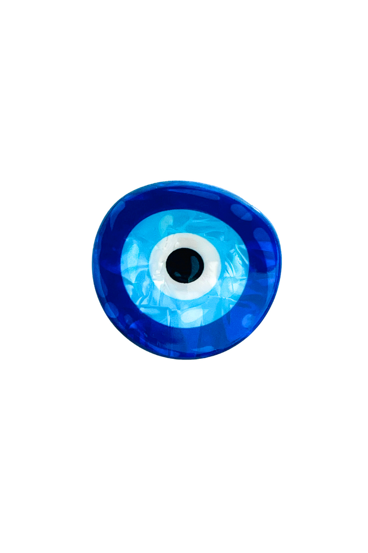 MINI ROUND EVIL EYE DARK/LIGHT BLUE & WHITE HAIRCLAW