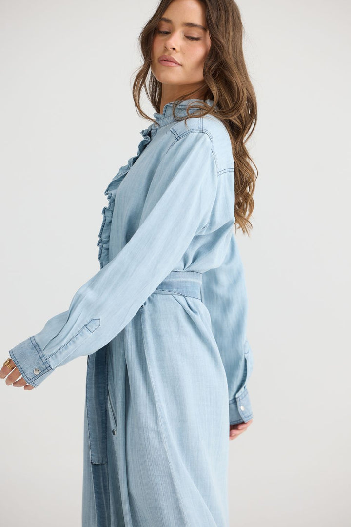 Pedro Maxi Dress - Light Wash Denim