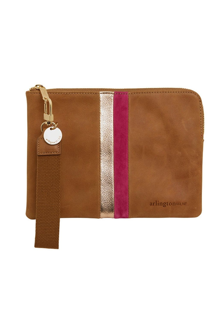 PAIGE CLUTCH STRIPE - VINTAGE TAN MULTI