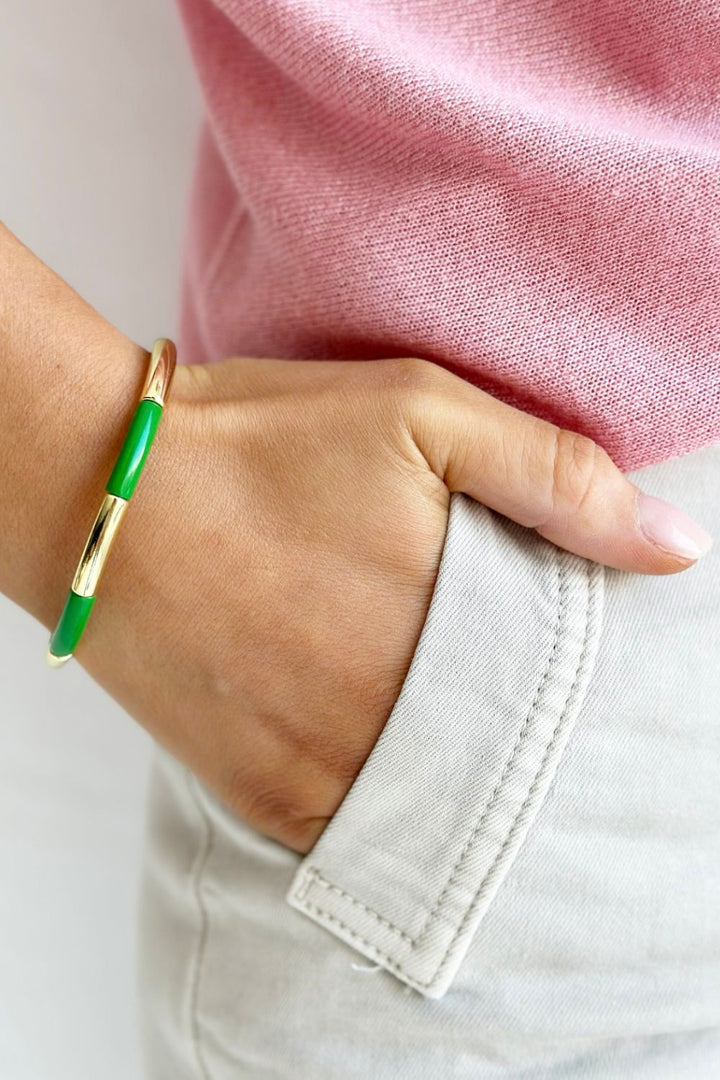 Tube Bracelet Solid - Gold & Green