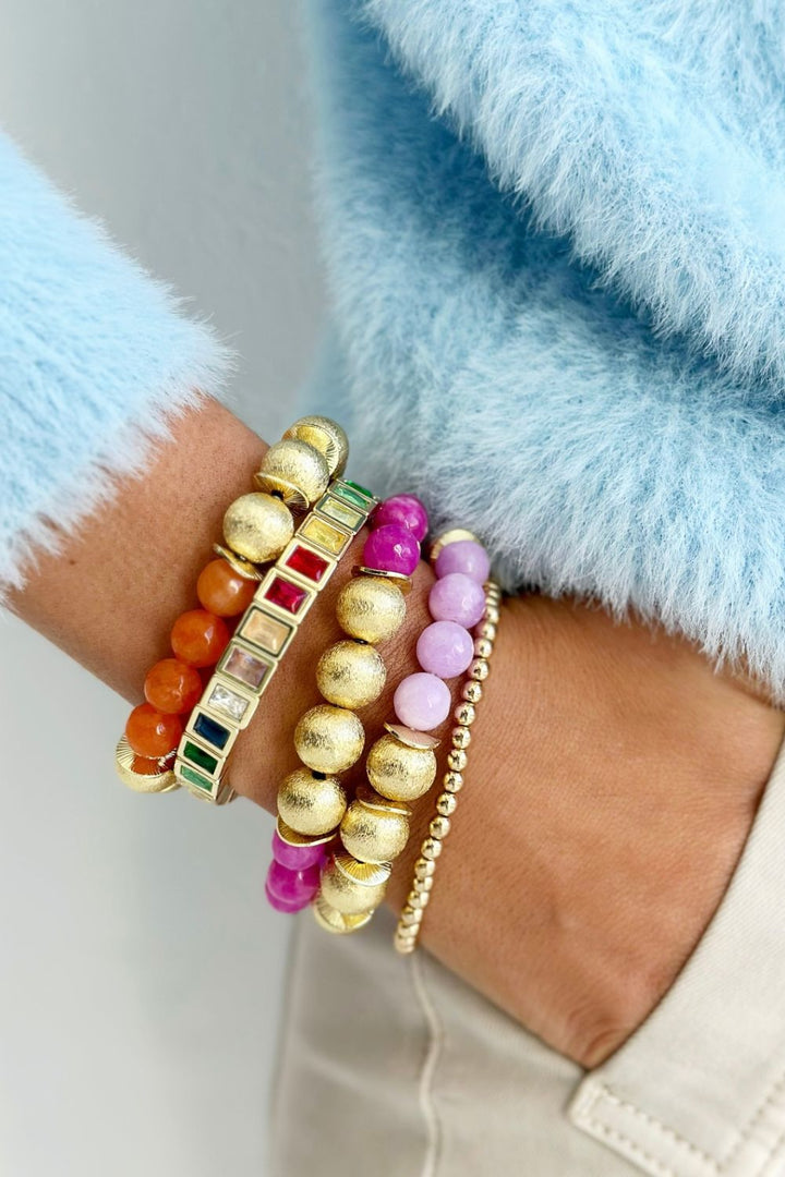 Glamour Puss bracelet - Gold and Orange Camellia