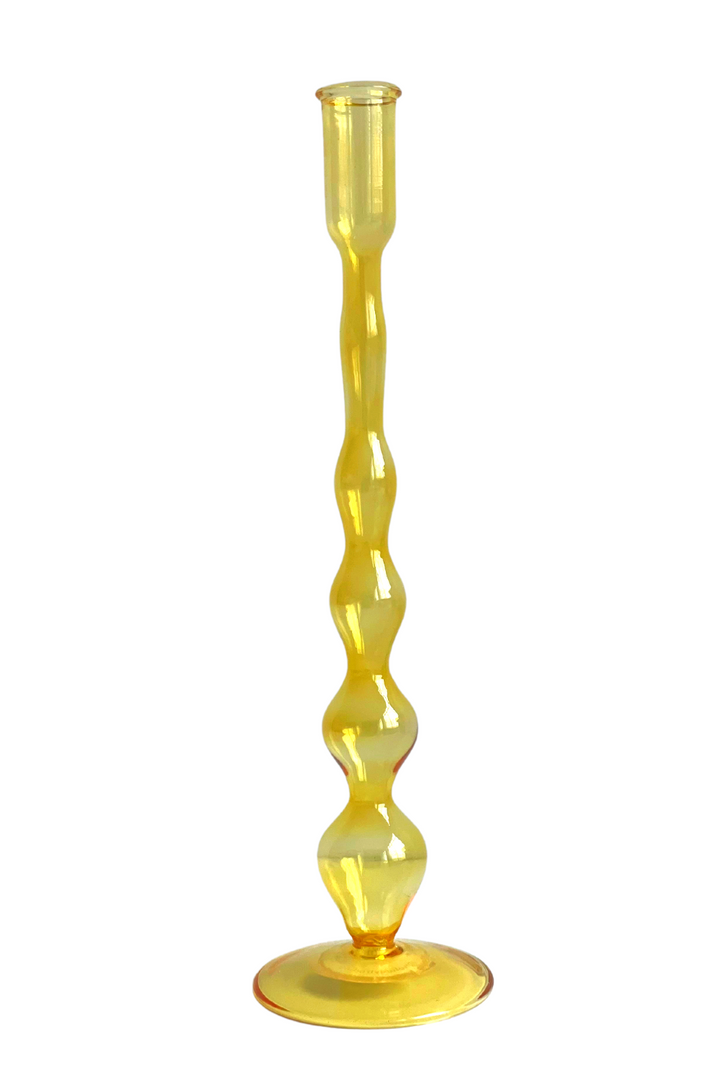 CANDLE HOLDER - YELLOW CLEAR TALL