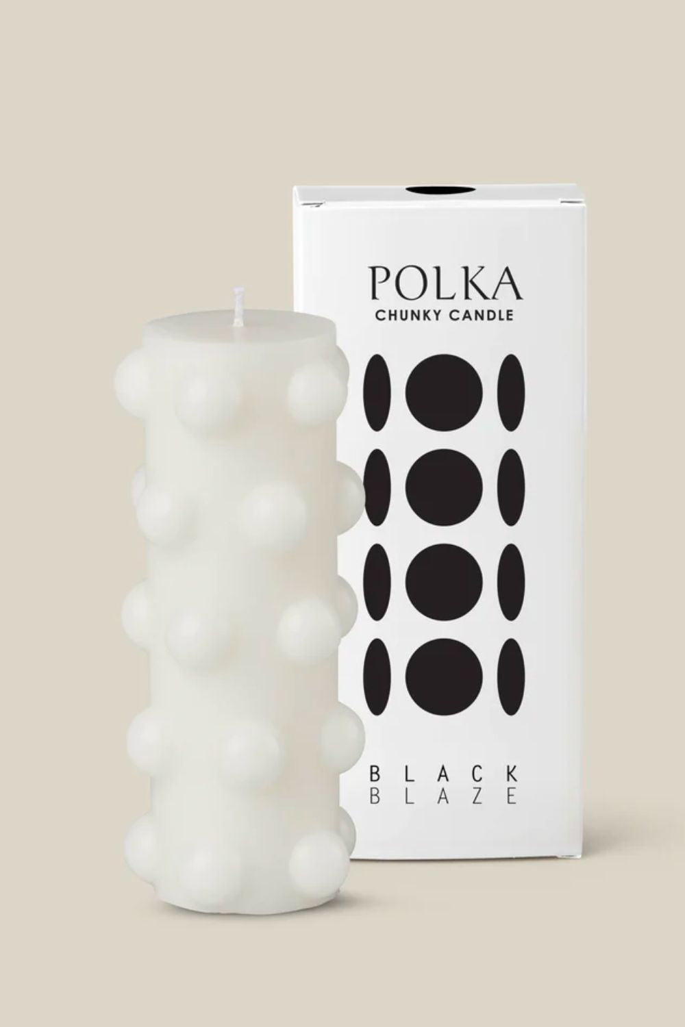 Polka Chunky Candle - white