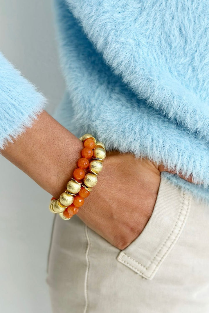 Glamour Puss bracelet - Gold and Orange Camellia