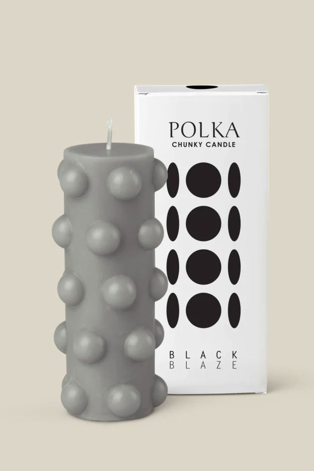 Polka Chunky Candle - Grey
