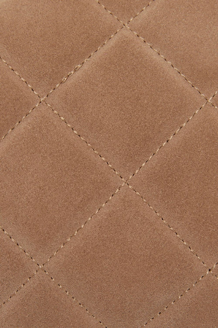 PAIGE CLUTCH - SUEDE QUILTED FAWN