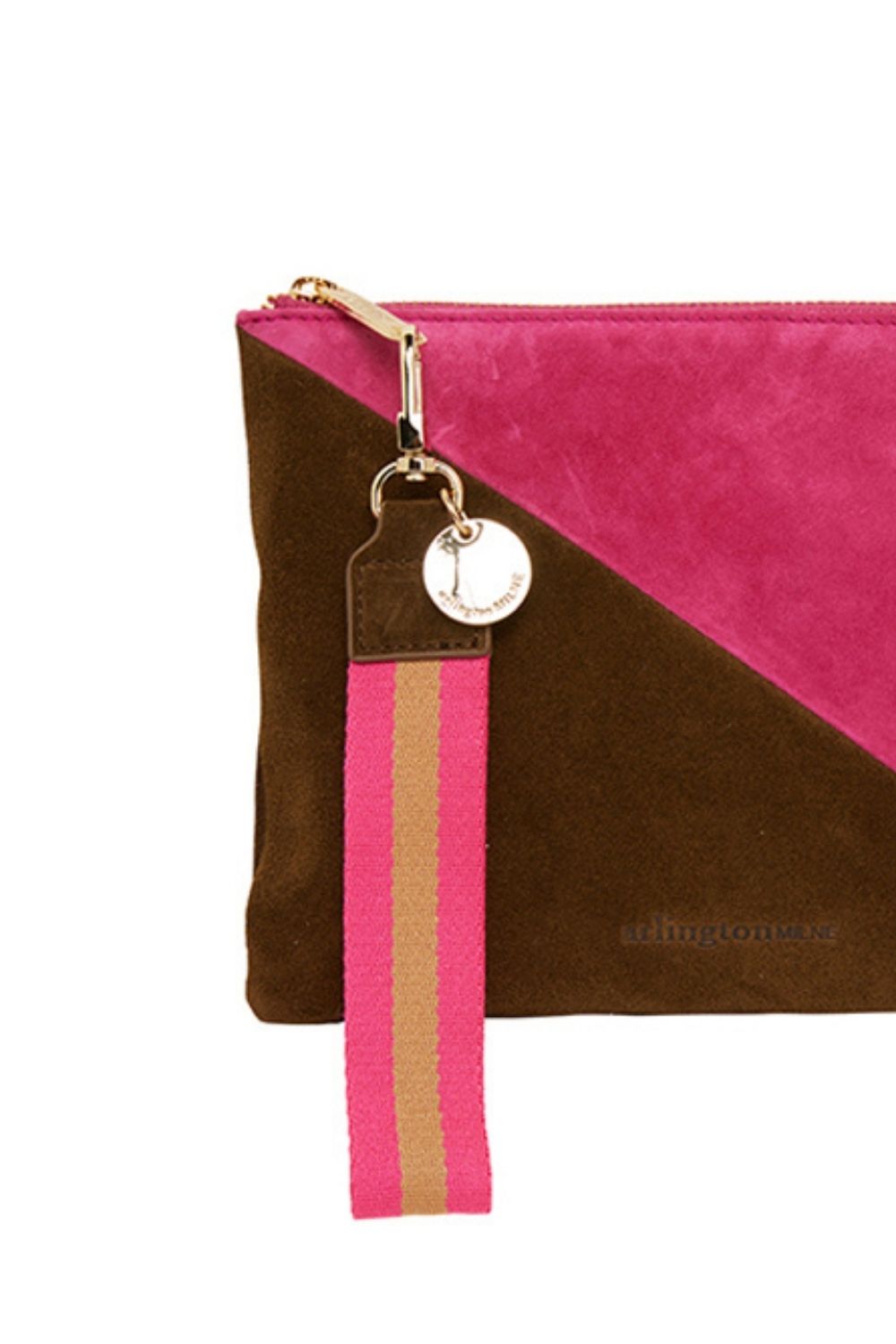 PAIGE CLUTCH SPLICE - KHAKI AND HOT PINK