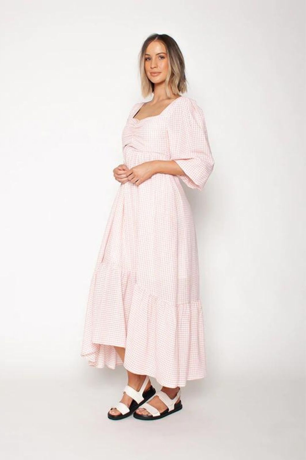 the sweetheart midi dress - rose gingham