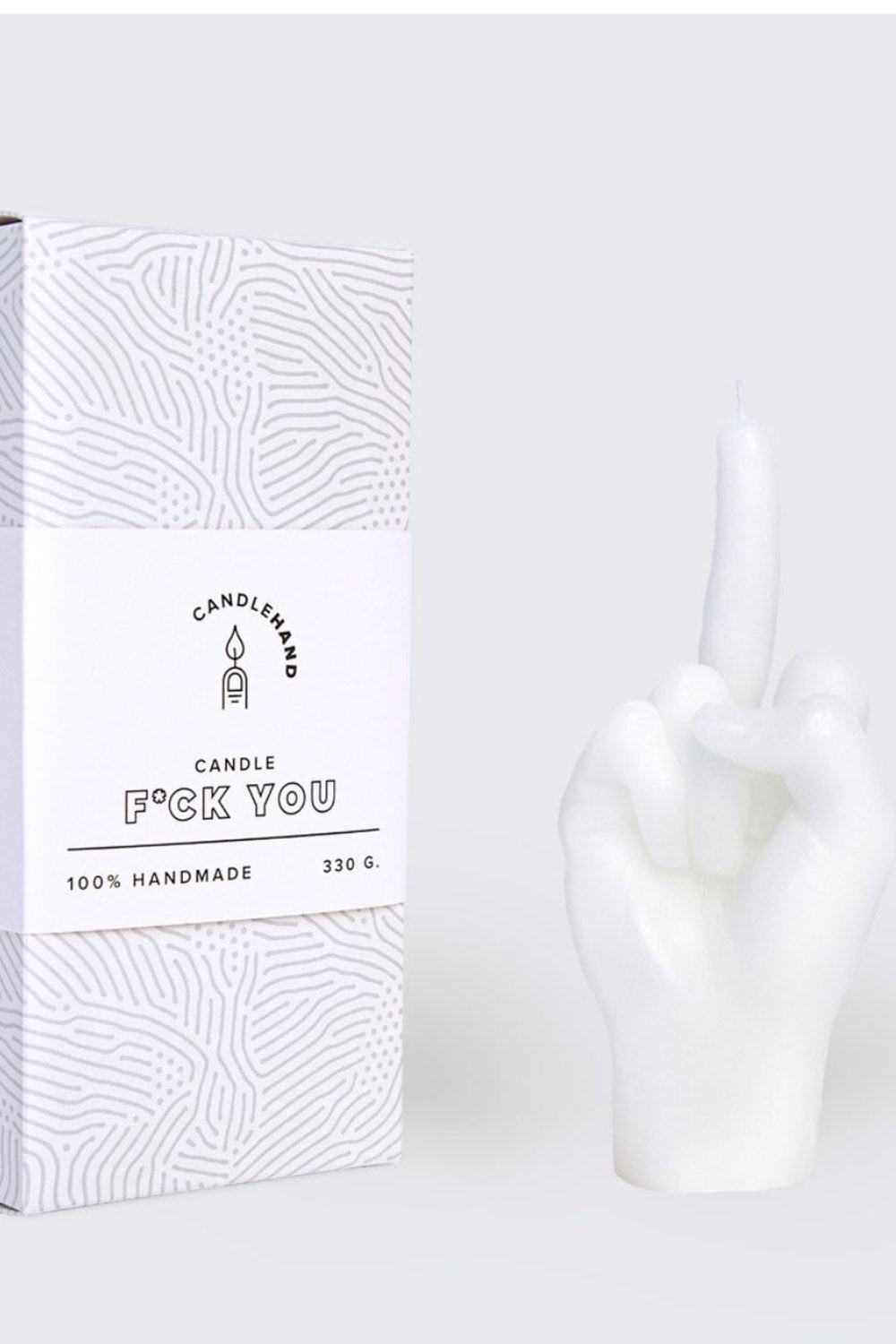 "F*CK YOU" HAND GESTURE CANDLE WHITE