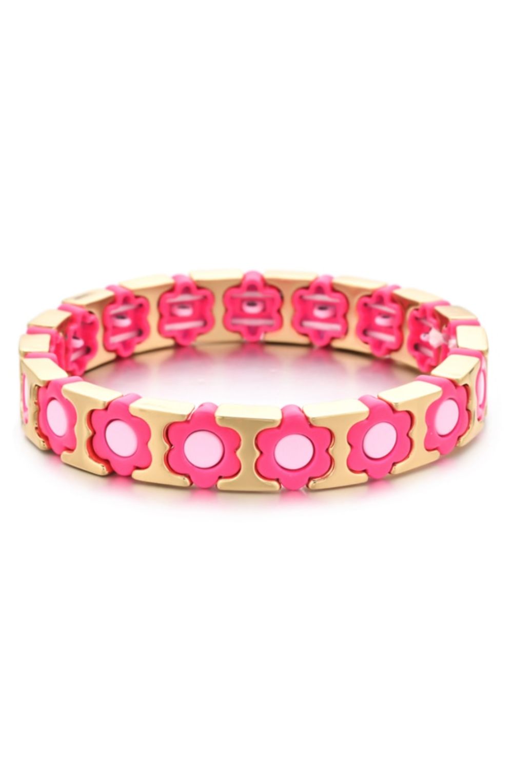 Daisy chain bracelet - hot pink/pale pink/gold