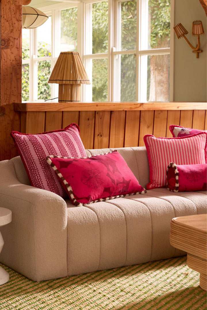 Dahlia Pink Linen Cushion