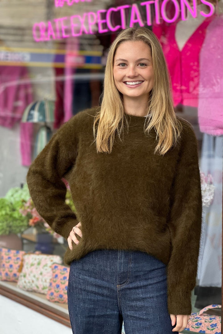OLIVE CREW NECK  JUMPER