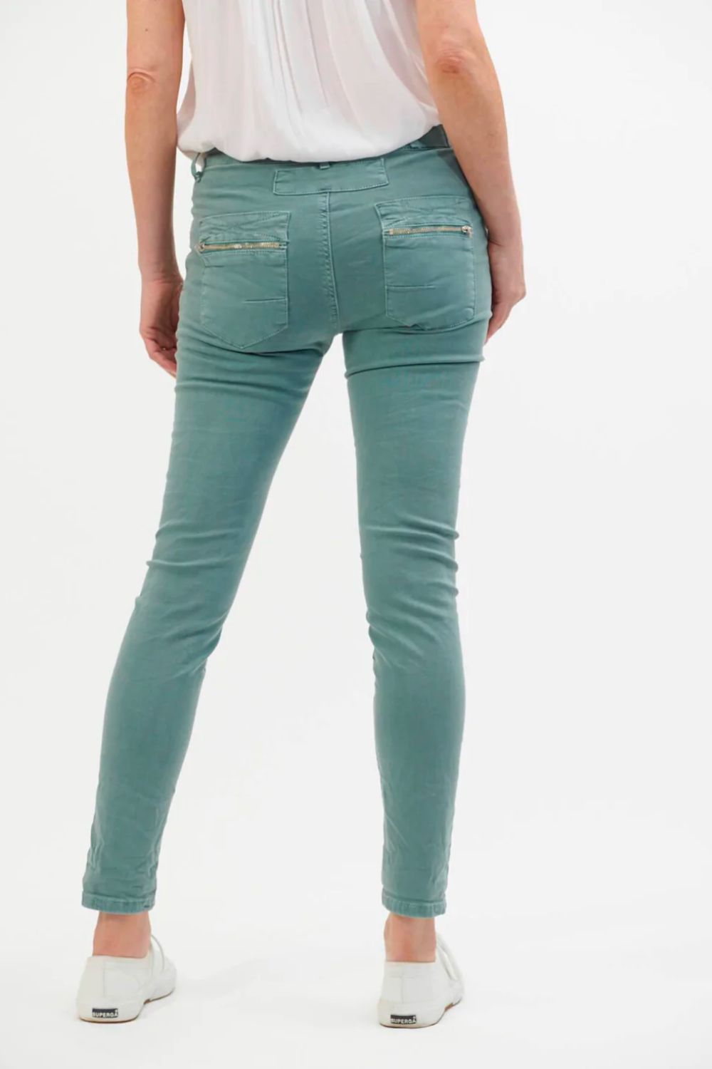 Italian Star Button Jean - Seafoam