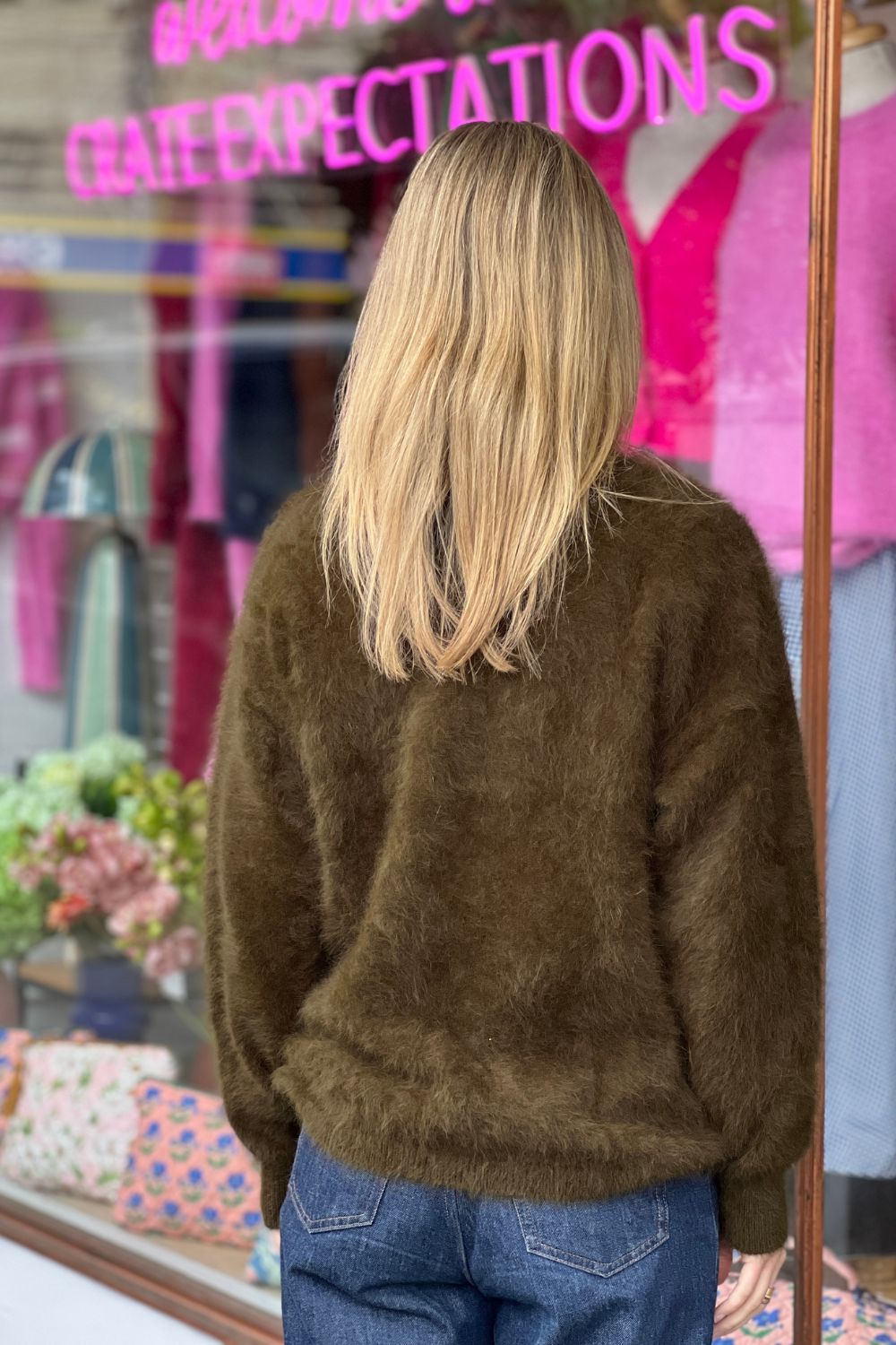 OLIVE CREW NECK  JUMPER