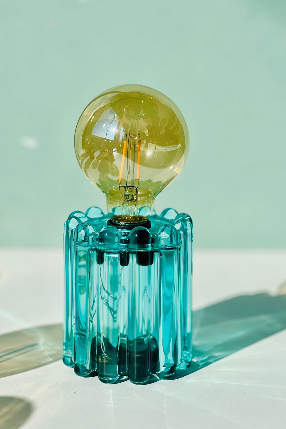 Pixie Glass Bulb Light - Aqua