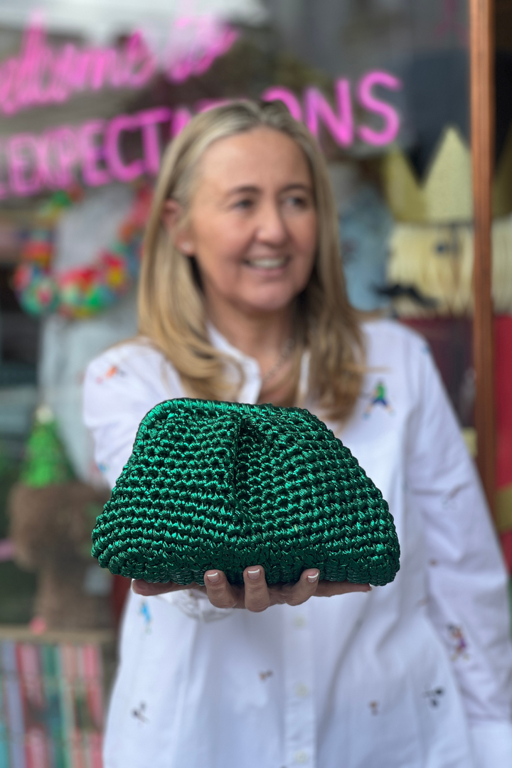 CAPRI -Emerald Metallic Clutch