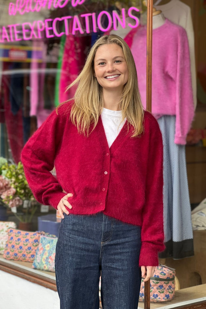 MULBERRY PINK CROPPED CARDIGAN