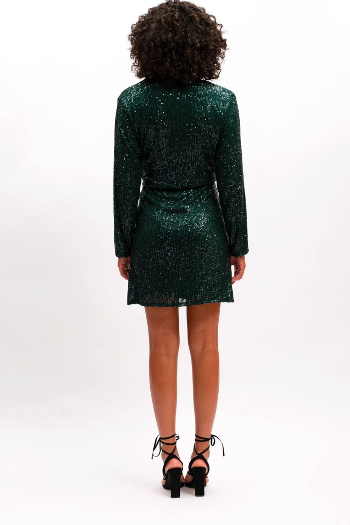 Gloria Sequin Wrap Dress - Emerald