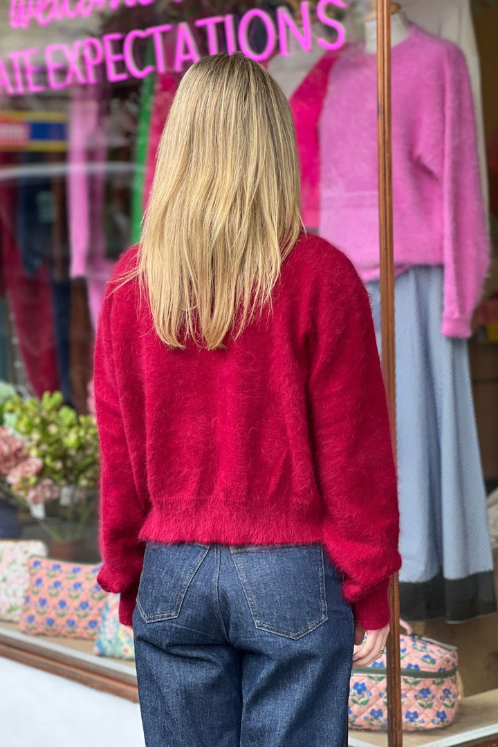 MULBERRY PINK CROPPED CARDIGAN