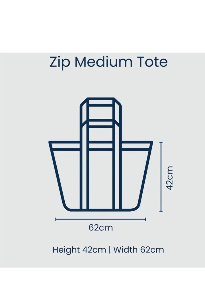 Red Blue Stripe Zip Medium Tote